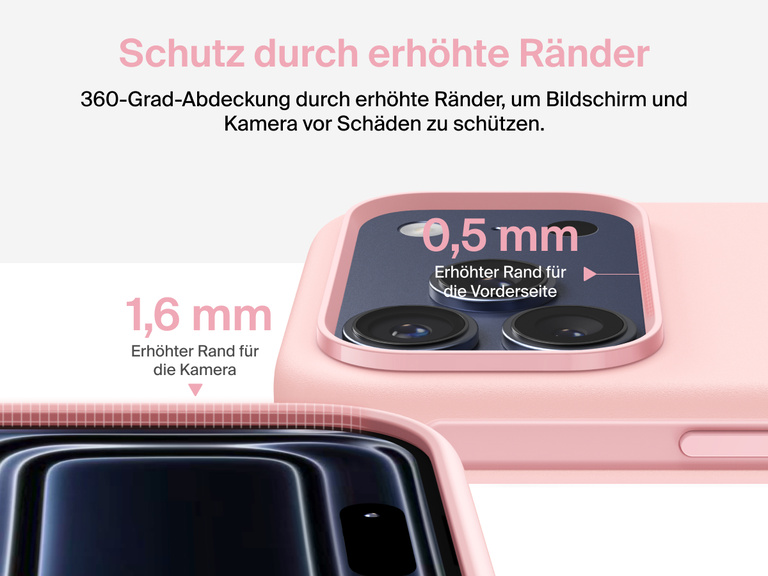 Belkin H&uuml;lle der SheerForce Protect Serie f&uuml;r das iPhone 17 mit erh&ouml;hten R&auml;ndern, die dem Milit&auml;rstandard f&uuml;r Schutz bei Aufprall aus bis zu 4&nbsp;m H&ouml;he entspricht.