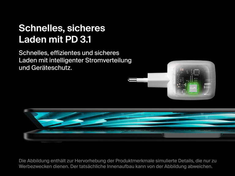 Das Belkin BoostCharge Pro USB-C-GaN-Ladegerät mit zwei Anschlüssen (50 W) und PD 3.1-Technologie ermöglicht schnelles, effizientes und sicheres Laden mit intelligenter Stromverteilung und Geräteschutz.