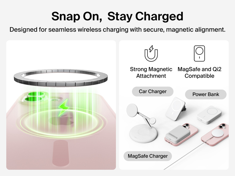 Close-up of Belkin SheerForce Grip Series Case for iPhone 17 with textured edges for secure, comfortable handling.
