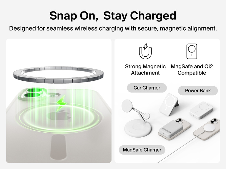 Close-up of Belkin SheerForce Grip Series Case for iPhone 17 with textured edges for secure, comfortable handling.