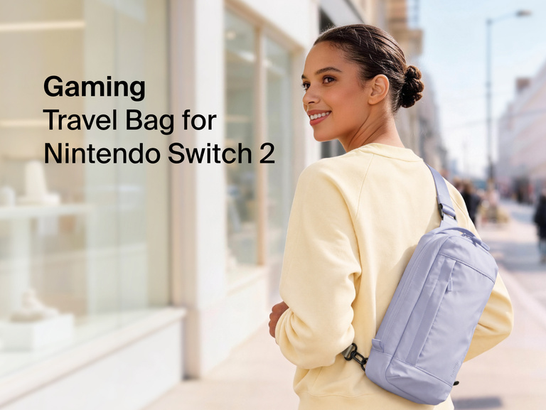 Belkin Gaming Travel Bag for Nintendo Switch 2 with spacious storage, padded protection, game card organization, and versatile carrying options for gaming on the go.