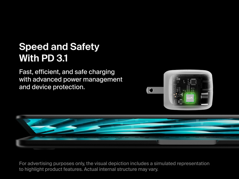Belkin BoostCharge Pro Dual USB-C GaN Wall Charger 50W with PD 3.1 technology provides fast, efficient, and secure charging with advanced power management and device protection.