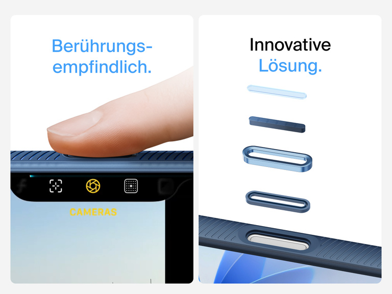 Belkin SheerForce Grip Series Case for iPhone 17 with MagSafe ring, raised edges, and floating tinted buttons for precision protection.