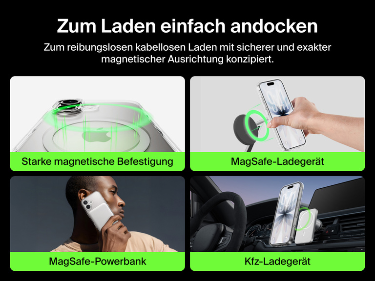 Belkin SheerForce Clear Series Case for iPhone 17 supports MagSafe accessories with strong magnetic attachment for chargers, power banks, and car mounts.