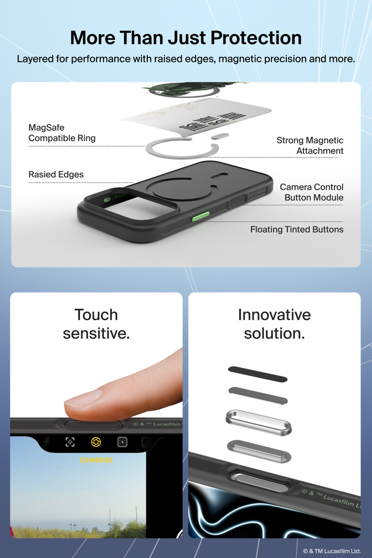 Belkin SheerForce Grip Series Case for iPhone 17 Pro showcasing MagSafe-compatible protection, raised edges, camera control button support, and strong magnetic attachment.