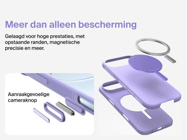 Belkin ScreenForce Protect-hoesje voor de iPhone 17, met MagSafe en Qi2-compatibiliteit voor stevige magnetische bevestiging op laders en accessoires.