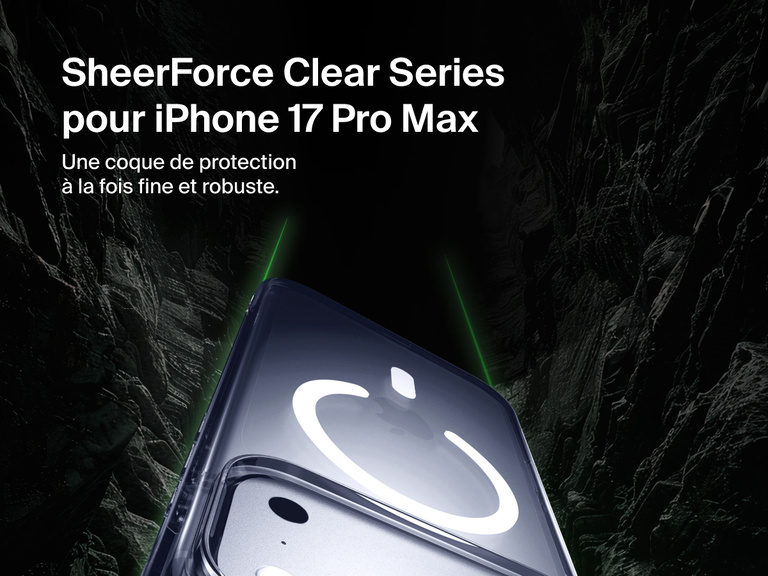 Belkin SheerForce Clear Series Case for iPhone 17 shown with slim transparent design and durable protection.