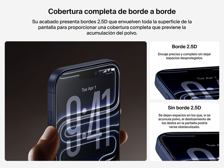 El protector de pantalla ScreenForce InvisiGlass de Belkin ofrece una efectiva y precisa cobertura borde a borde 2.5D que evita la acumulaci&oacute;n del polvo.