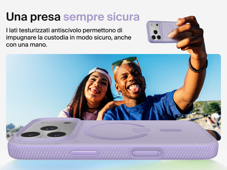 Belkin SheerForce Grip Series Case for iPhone 17 with military-grade drop protection and textured non-slip grip.