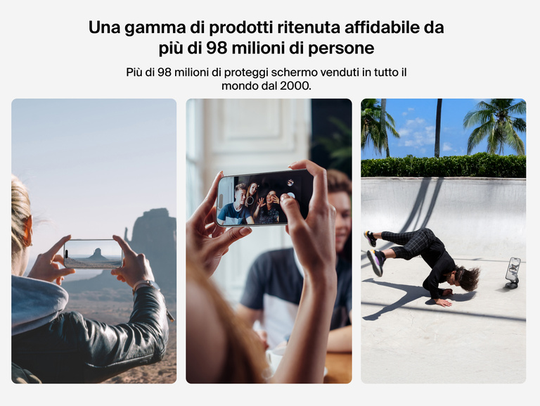 Il proteggi schermo Belkin ScreenForce InvisiGlass &egrave; un prodotto ritenuto affidabile da oltre 81 milioni di utenti in tutto il mondo (in base alle unit&agrave; vendute) e garantisce una protezione durevole per iPhone.