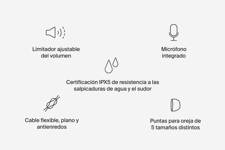 Auriculares Sound con cable USB-C y limitador ajustable del volumen