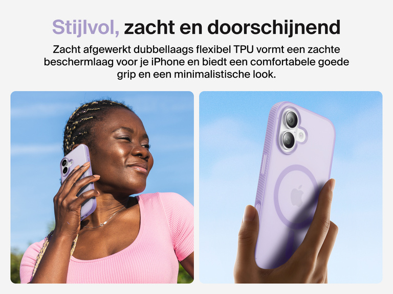 Belkin SheerForce Grip Series Case for iPhone 17 with slim translucent design and soft-touch finish for a comfortable grip.