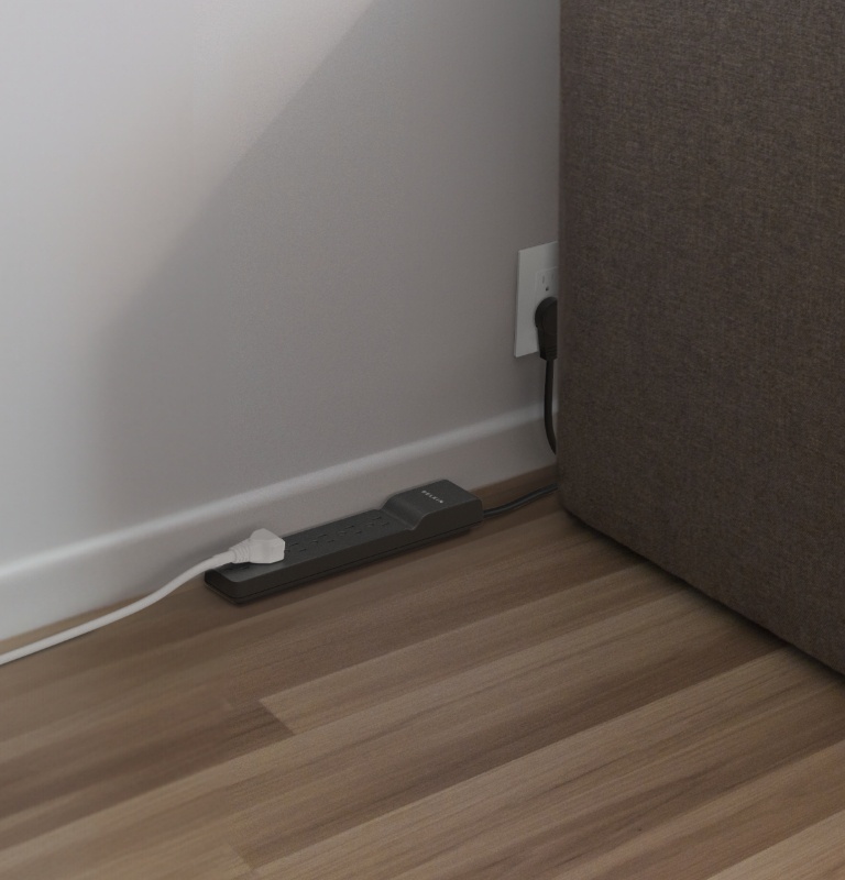 Belkin Surge Protector Power Strip with 6 AC Outlets, 6ft/1.8M Long Heavy-Duty Extension Cord, & 360-Degree Rotating AC Plug for Conference Rooms, Computer Desktops, & More - 600 Joules of Protection 