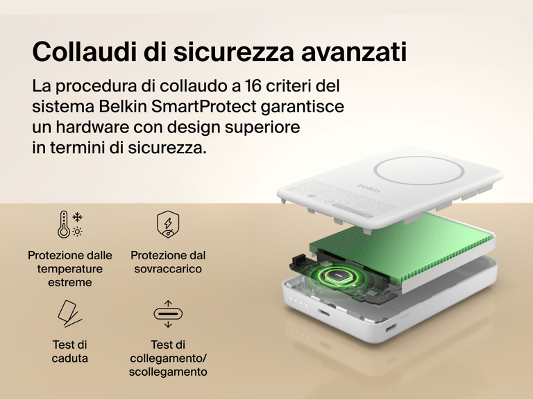 Slim Magnetic Power Bank 10K with Qi2 internal components exposed highlighting thermal control and safety protection features