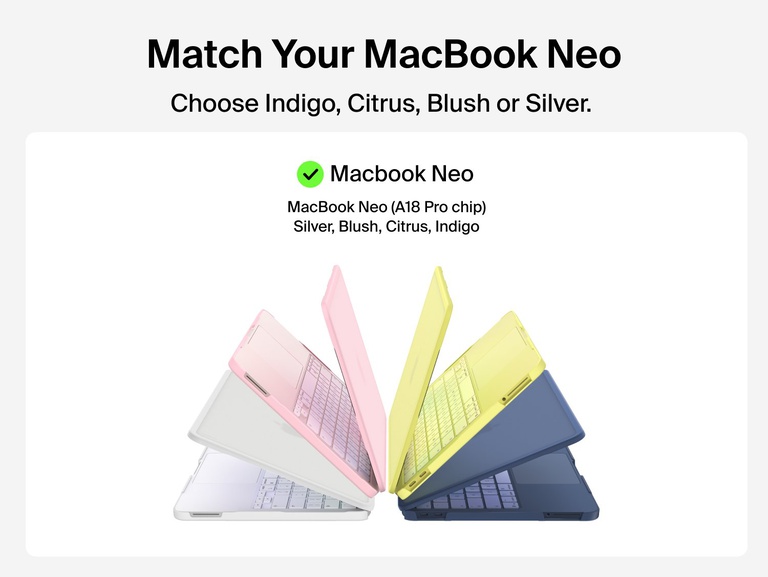 Match Your MacBook Neo with a hard shell case in four color options