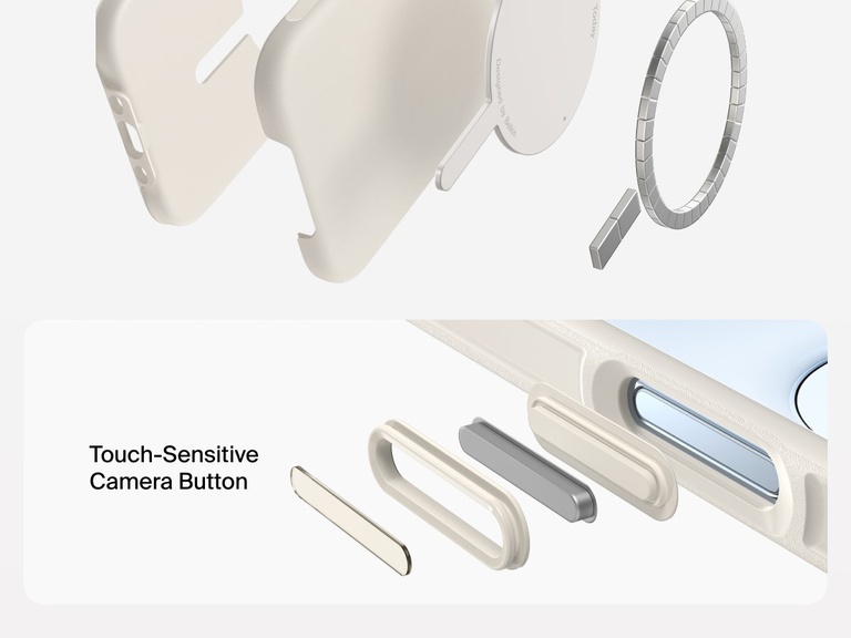 Belkin ScreenForce Protect Series Case for iPhone 17 featuring touch-sensitive camera button and layered design for magnetic precision and durable protection.