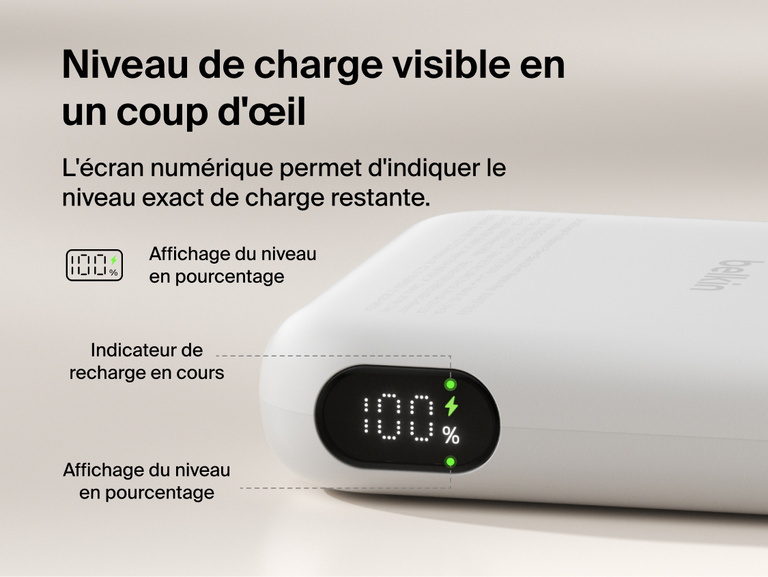 Belkin UltraCharge Pro Power Bank 10K with magnetic ring shown with accessory attachment support and an integrated kickstand for secure mounting and hands-free phone viewing.