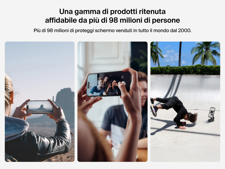 Belkin ScreenForce InvisiGlass Screen Protector trusted by over 81 million users worldwide for durable iPhone protection.