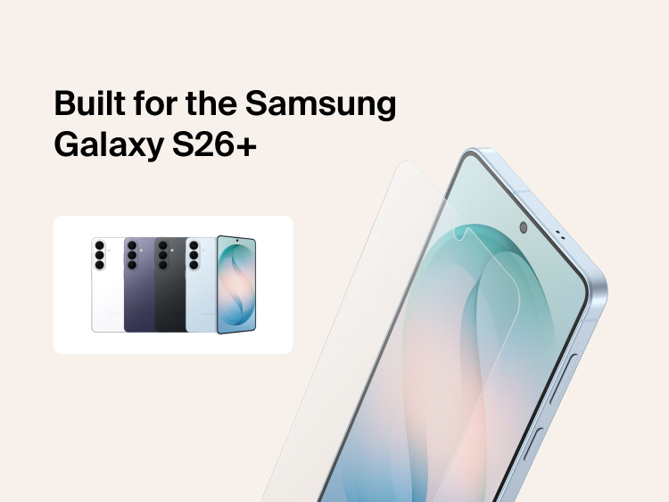 Belkin ScreenForce Titan EcoGuard Red Light Screen Protector built for Samsung Galaxy S26, shown with precision-fit coverage that helps reduce red light exposure while maintaining touch responsiveness and display clarity.