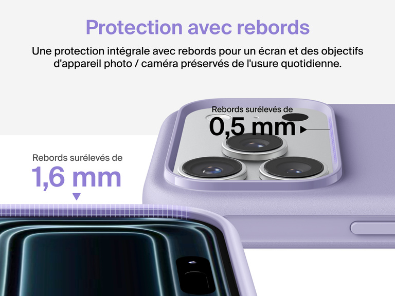 Coque de protection Belkin ScreenForce Protect Series pour iPhone 17 avec rebords et protection anti-impacts de chutes de moins de 4&nbsp;m.