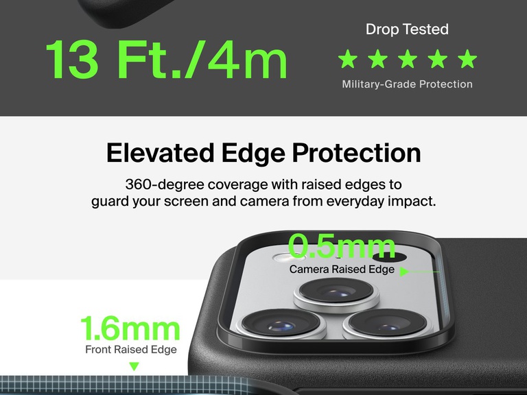 Belkin ScreenForce Protect Series Case for iPhone 17 with elevated edge design and military-grade drop protection up to 13 feet.