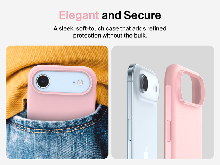 Belkin ScreenForce Protect Series Case for iPhone 17 featuring touch-sensitive camera button and layered design for magnetic precision and durable protection.