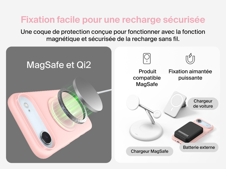 Coque de protection Belkin ScreenForce Protect&nbsp;Series pour iPhone&nbsp;17 avec rebords prot&eacute;geant l'&eacute;cran et les objectifs, con&ccedil;ue pour une recharge sans fil magn&eacute;tique fluide.