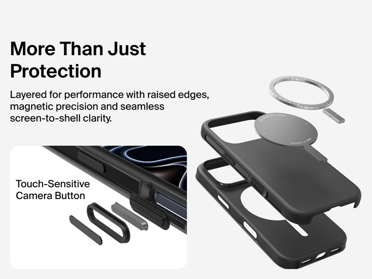 Belkin ScreenForce Protect Series Case for iPhone 17 with MagSafe and Qi2 compatibility for strong magnetic attachment to chargers and accessories.