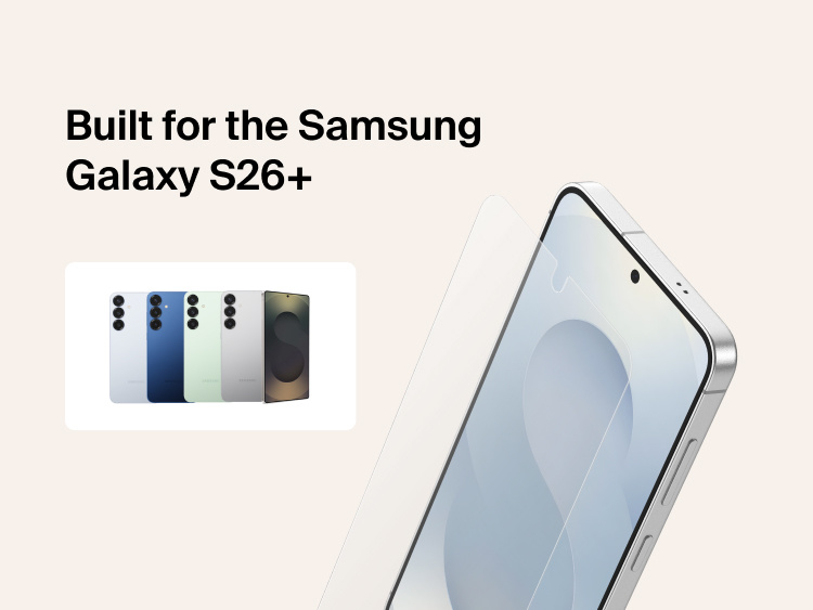 Belkin ScreenForce Titan EcoGuard Red Light Screen Protector built for Samsung Galaxy S26, shown with precision-fit coverage that helps reduce red light exposure while maintaining touch responsiveness and display clarity.