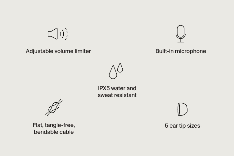 SoundForm USB-C Wired Earbuds with Adjustable Volume Limiter 