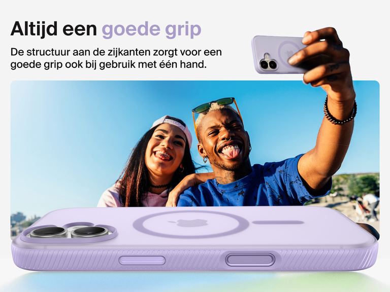 Belkin SheerForce Grip Series Case for iPhone 17 with military-grade drop protection and textured non-slip grip.