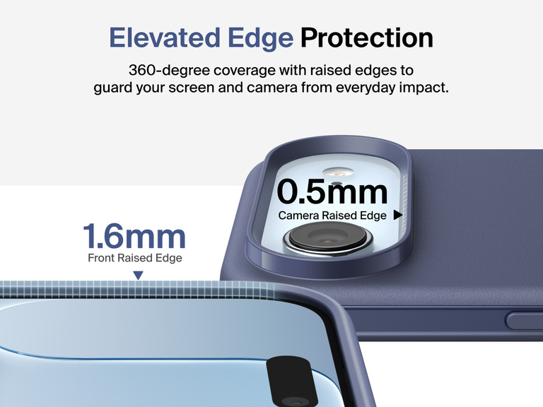 Belkin ScreenForce Protect Series Case for iPhone 17 with elevated edge design and military-grade drop protection up to 13 feet.