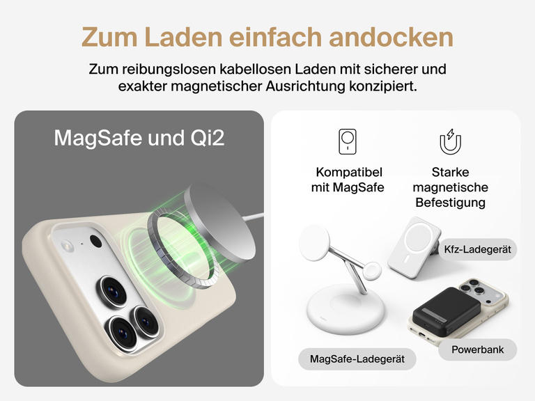 Belkin H&uuml;lle der SheerForce Protect Serie f&uuml;r iPhone 17 mit erh&ouml;hten R&auml;ndern zum Bildschirm- und Kameraschutz, entwickelt zum nahtlosen magnetischen, kabellosen Laden.