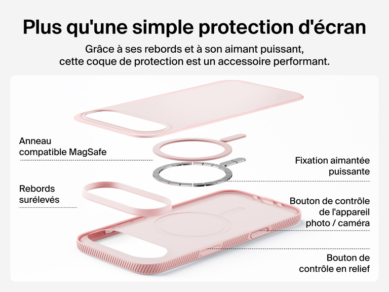 Belkin SheerForce Grip Series Case for iPhone 17 supports MagSafe and Qi2 wireless charging with strong magnetic alignment.