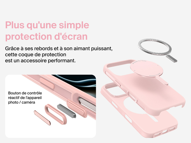 Coque de protection Belkin ScreenForce Protect Series pour iPhone 17 compatible MagSafe et Qi2 pour une fixation magn&eacute;tique s&eacute;curis&eacute;e sur les chargeurs et accessoires.