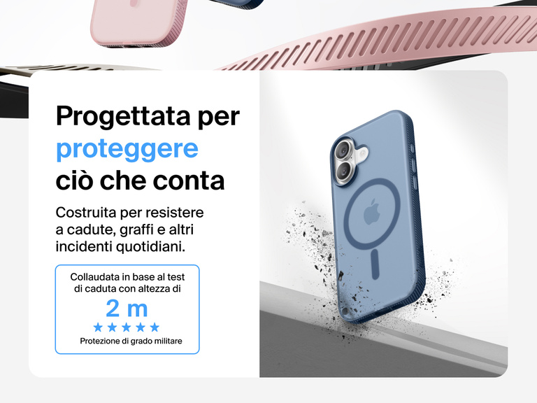 Belkin SheerForce Grip Series Case for iPhone 17 shown with textured grip and impact protection against drops.