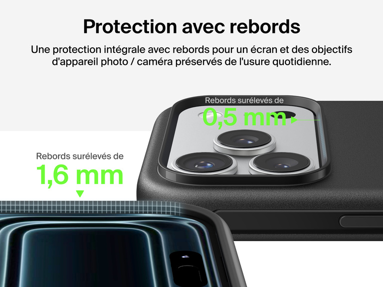 Coque de protection Belkin ScreenForce Protect Series pour iPhone 17 avec rebords et protection anti-impacts de chutes de moins de 4&nbsp;m.