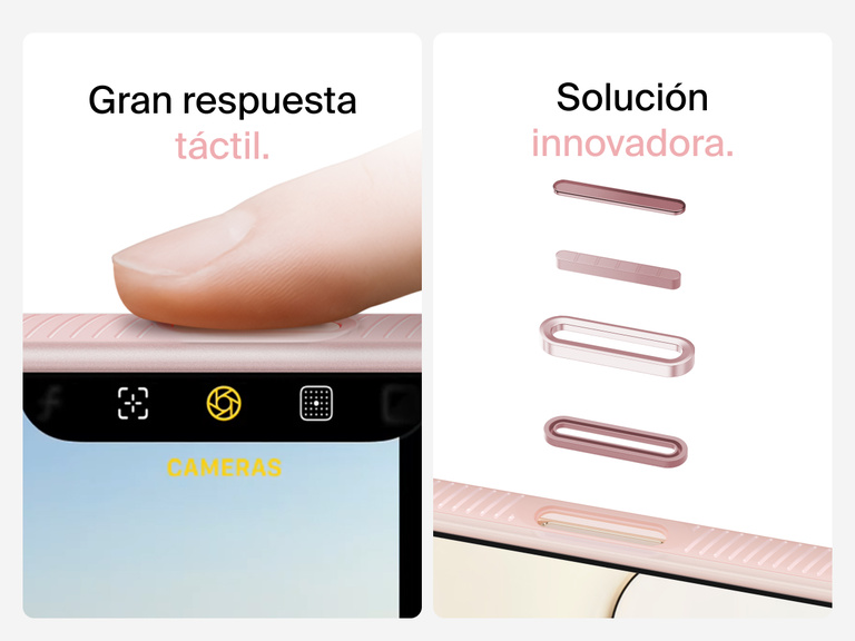 Belkin SheerForce Grip Series Case for iPhone 17 with MagSafe ring, raised edges, and floating tinted buttons for precision protection.