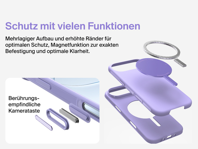 Belkin H&uuml;lle der SheerForce Protect Serie f&uuml;r iPhone 17, geeignet f&uuml;r MagSafe und Qi2 zur zuverl&auml;ssigen magnetischen Befestigung an Ladeger&auml;ten und anderem Zubeh&ouml;r.