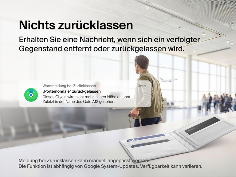 Die Belkin SureFind Karte mit Handschlaufe nutzt Siri- oder Google Assistant-Sprachbefehle, um zur Ortung verlegter Dinge einen Signalton auszul&ouml;sen.