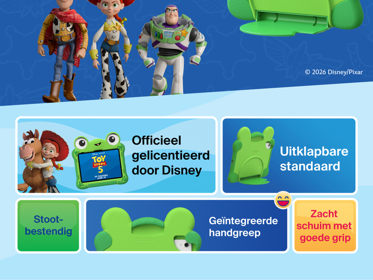 Disney Toy Story 5 Lilypad Case for iPad 10th and 11th Gen featuring Toy Story characters with callouts for official Disney licensed product integrated kickstand bump resistance built-in handle and soft foam grip