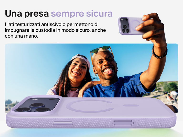 Belkin SheerForce Grip Series Case for iPhone 17 with military-grade drop protection and textured non-slip grip.