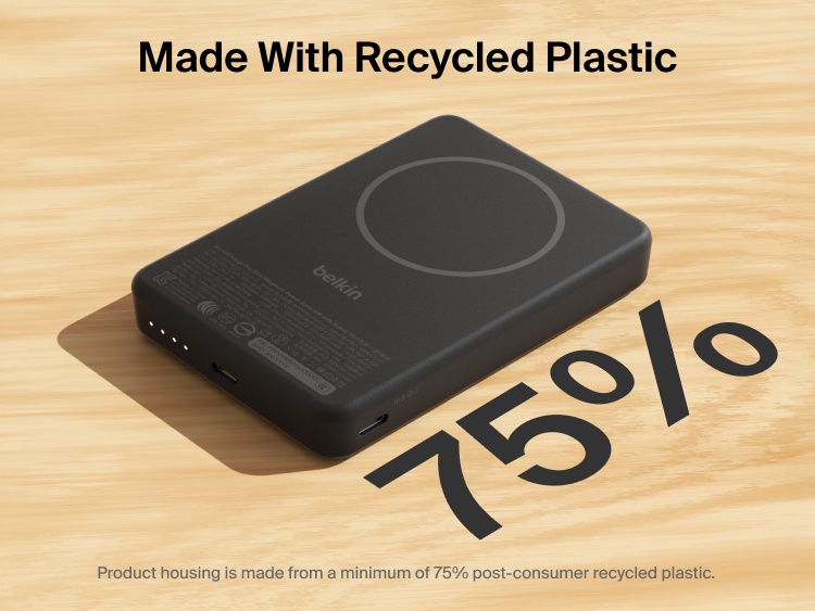 one line of seo optimized ada compliant alt text for the attached image of Slim Magnetic Power Bank 10K with Qi2