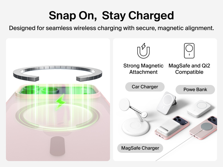 Close-up of Belkin SheerForce Grip Series Case for iPhone 17 with textured edges for secure, comfortable handling.