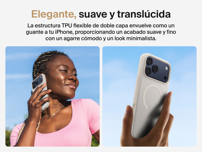 Belkin SheerForce Grip Series Case for iPhone 17 with slim translucent design and soft-touch finish for a comfortable grip.