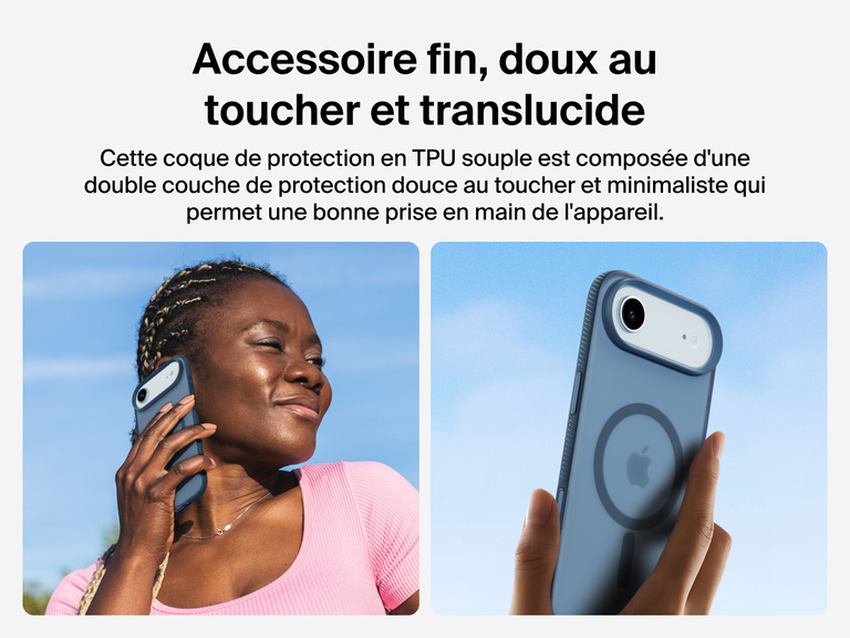 Belkin SheerForce Grip Series Case for iPhone 17 with slim translucent design and soft-touch finish for a comfortable grip.