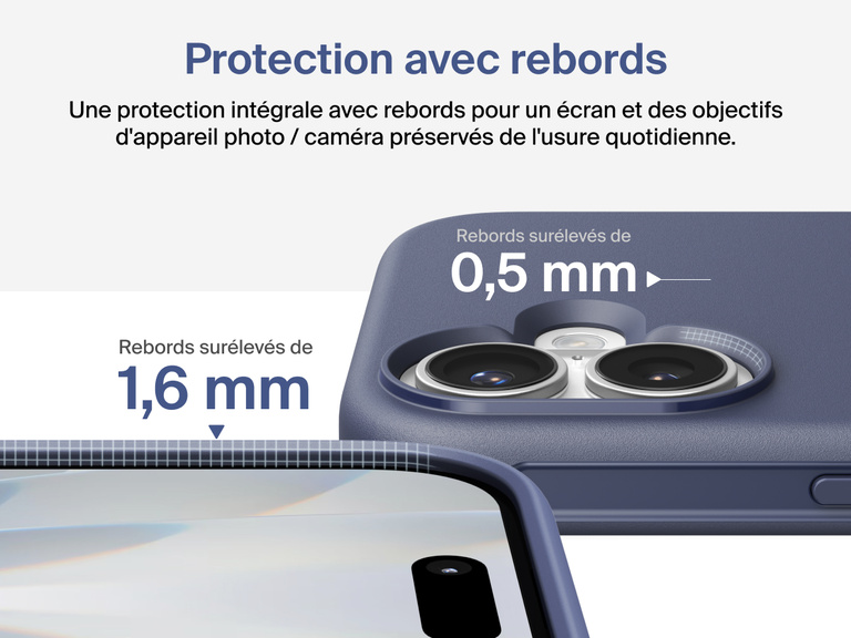Coque de protection Belkin ScreenForce Protect Series pour iPhone 17 avec rebords et protection anti-impacts de chutes de moins de 4 m.