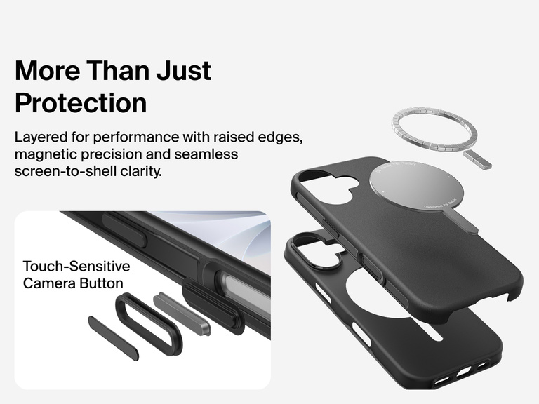 Belkin ScreenForce Protect Series Case for iPhone 17 with MagSafe and Qi2 compatibility for strong magnetic attachment to chargers and accessories.