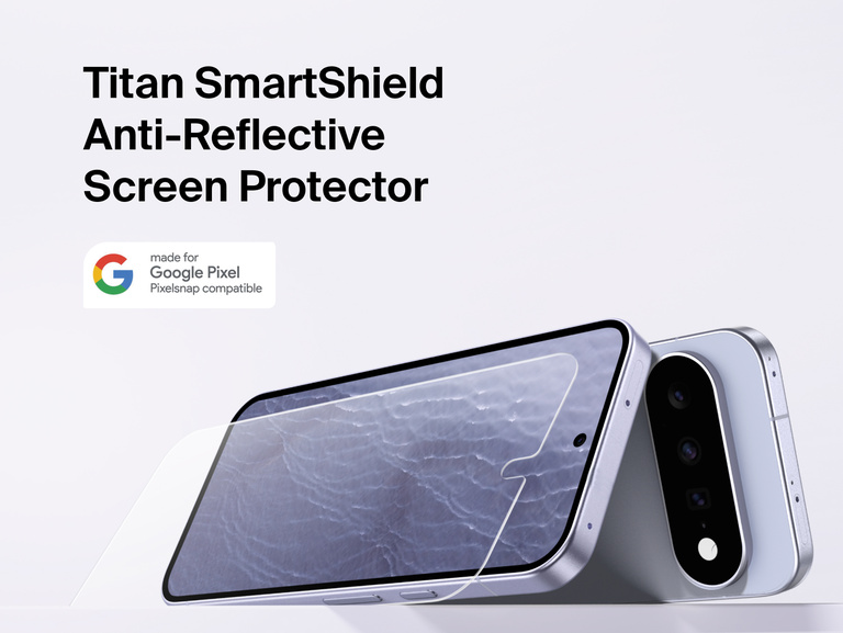 Belkin Titan SmartShield Anti-Reflective Screen Protector for Google Pixel 11 with full-screen coverage, Nano-Titan technology, and anti-reflective clarity.