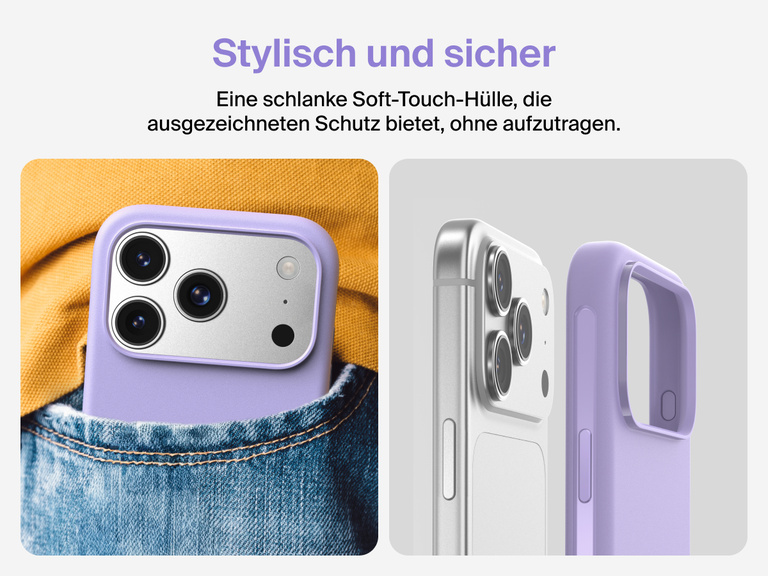 Belkin H&uuml;lle der SheerForce Protect Serie f&uuml;r iPhone 17 mit ber&uuml;hrungsempfindlicher Kamerataste und mehreren Schichten f&uuml;r magnetische Pr&auml;zision und robusten Schutz.
